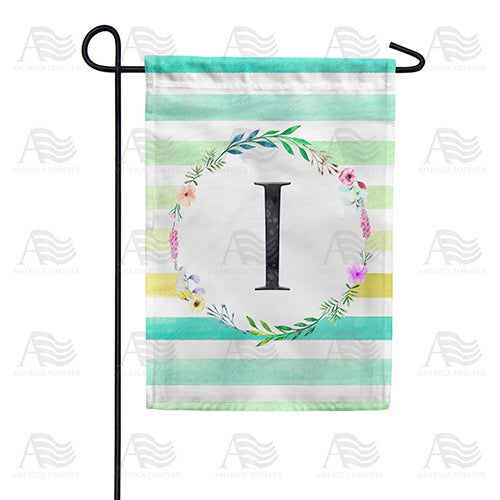 America Forever Blue Striped Watercolor Monogram Garden Flag