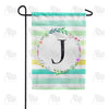 America Forever Blue Striped Watercolor Monogram Garden Flag