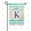 America Forever Blue Striped Watercolor Monogram Garden Flag