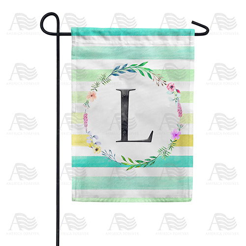 America Forever Blue Striped Watercolor Monogram Garden Flag