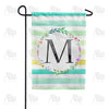 America Forever Blue Striped Watercolor Monogram Garden Flag