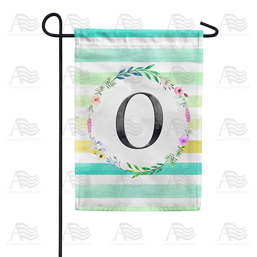 America Forever Blue Striped Watercolor Monogram Garden Flag