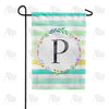 America Forever Blue Striped Watercolor Monogram Garden Flag