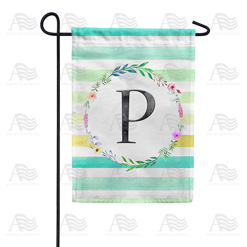 America Forever Blue Striped Watercolor Monogram Garden Flag