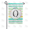 America Forever Blue Striped Watercolor Monogram Garden Flag