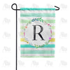America Forever Blue Striped Watercolor Monogram Garden Flag