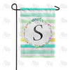 America Forever Blue Striped Watercolor Monogram Garden Flag