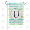 America Forever Blue Striped Watercolor Monogram Garden Flag