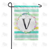 America Forever Blue Striped Watercolor Monogram Garden Flag