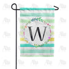 America Forever Blue Striped Watercolor Monogram Garden Flag