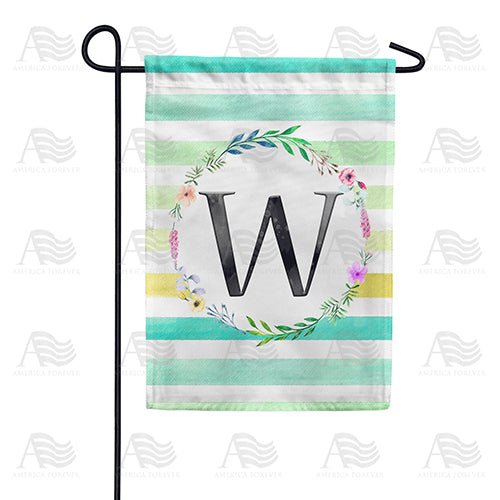 America Forever Blue Striped Watercolor Monogram Garden Flag