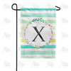 America Forever Blue Striped Watercolor Monogram Garden Flag