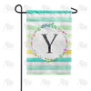 America Forever Blue Striped Watercolor Monogram Garden Flag