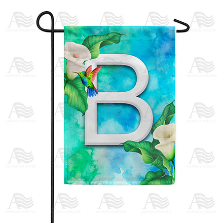 America Forever Hummingbird At Lily Monogram Garden Flag