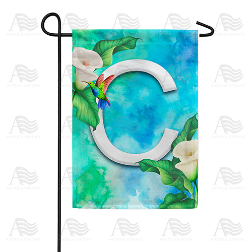 America Forever Hummingbird At Lily Monogram Garden Flag