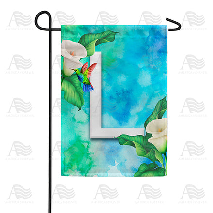 America Forever Hummingbird At Lily Monogram Garden Flag