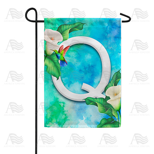 America Forever Hummingbird At Lily Monogram Garden Flag
