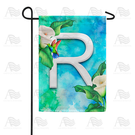 America Forever Hummingbird At Lily Monogram Garden Flag