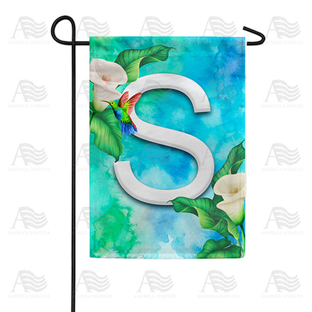 America Forever Hummingbird At Lily Monogram Garden Flag