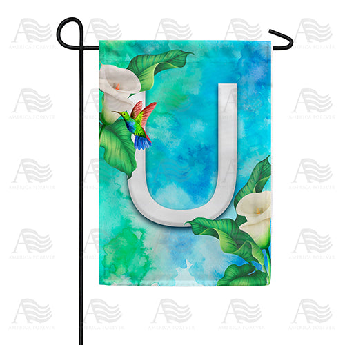America Forever Hummingbird At Lily Monogram Garden Flag