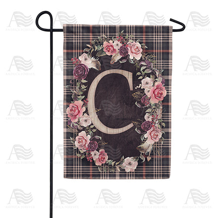 pink-and-black-plaid-monogram-garden-flag