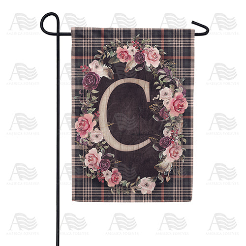 pink-and-black-plaid-monogram-garden-flag