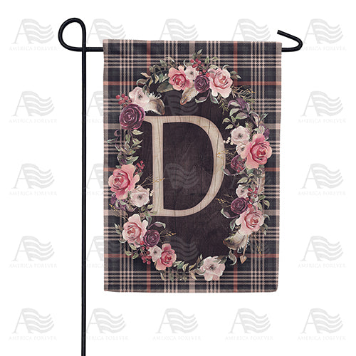 America Forever Pink And Black Plaid Monogram Garden Flag