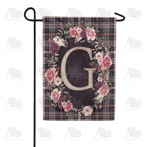 America Forever Pink And Black Plaid Monogram Garden Flag