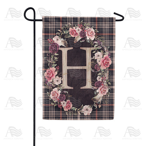 America Forever Pink And Black Plaid Monogram Garden Flag