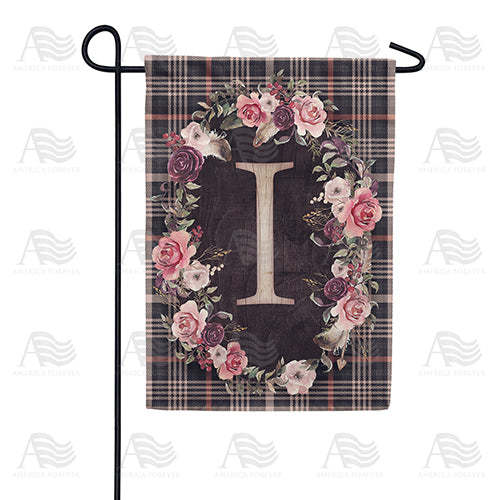 pink-and-black-plaid-monogram-garden-flag