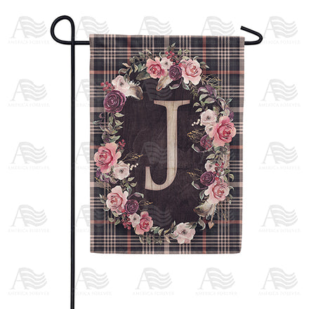 pink-and-black-plaid-monogram-garden-flag