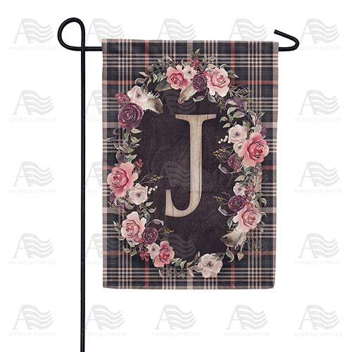 America Forever Pink And Black Plaid Monogram Garden Flag