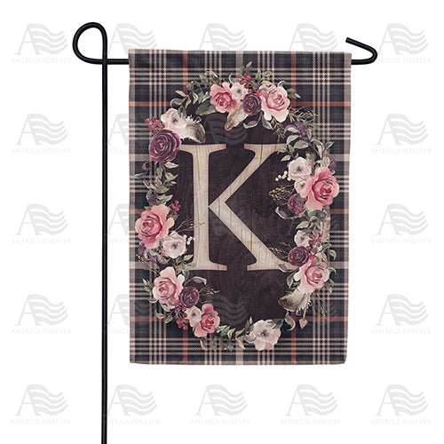 America Forever Pink And Black Plaid Monogram Garden Flag
