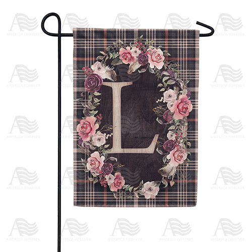America Forever Pink And Black Plaid Monogram Garden Flag