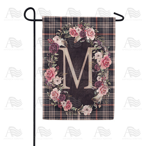 America Forever Pink And Black Plaid Monogram Garden Flag