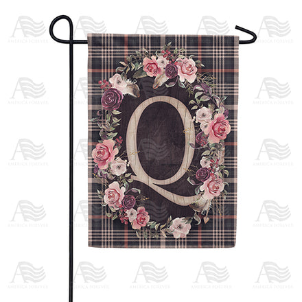pink-and-black-plaid-monogram-garden-flag