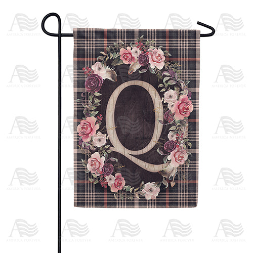 America Forever Pink And Black Plaid Monogram Garden Flag