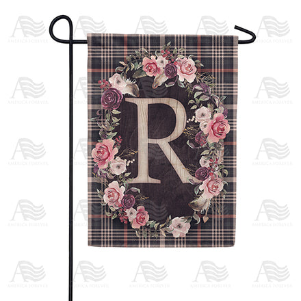 pink-and-black-plaid-monogram-garden-flag