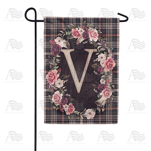 America Forever Pink And Black Plaid Monogram Garden Flag