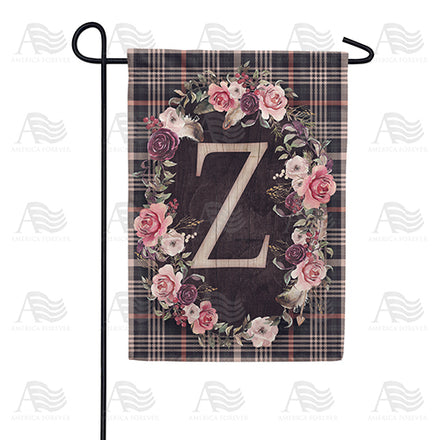 pink-and-black-plaid-monogram-garden-flag