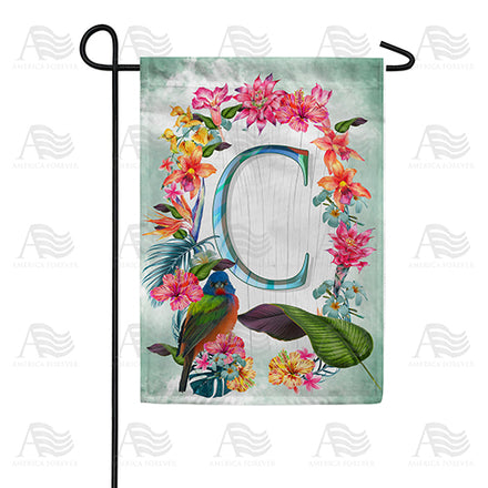 America Forever Island Flowers Monogram Garden Flag