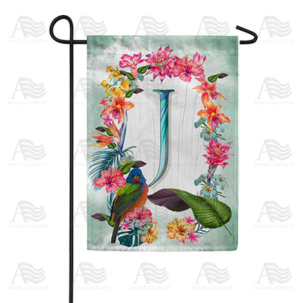 America Forever Island Flowers Monogram Garden Flag