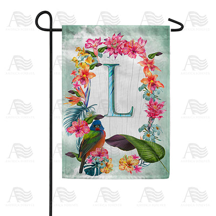 America Forever Island Flowers Monogram Garden Flag