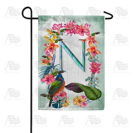 America Forever Island Flowers Monogram Garden Flag