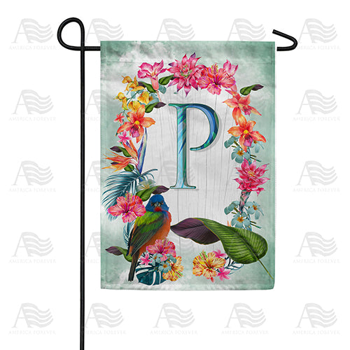 America Forever Island Flowers Monogram Garden Flag
