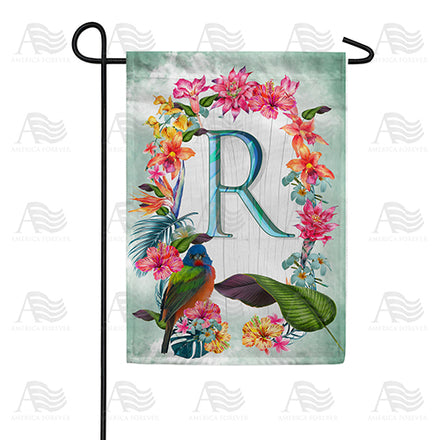 America Forever Island Flowers Monogram Garden Flag