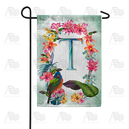 America Forever Island Flowers Monogram Garden Flag