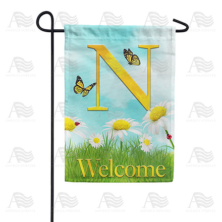 America Forever Loves Me, Loves Me Not Monogram Garden Flag