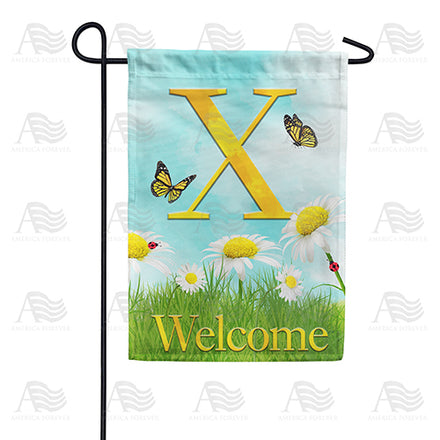 America Forever Loves Me, Loves Me Not Monogram Garden Flag