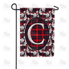 America Forever Elegant Red And Black Plaid Monogram Garden Flag